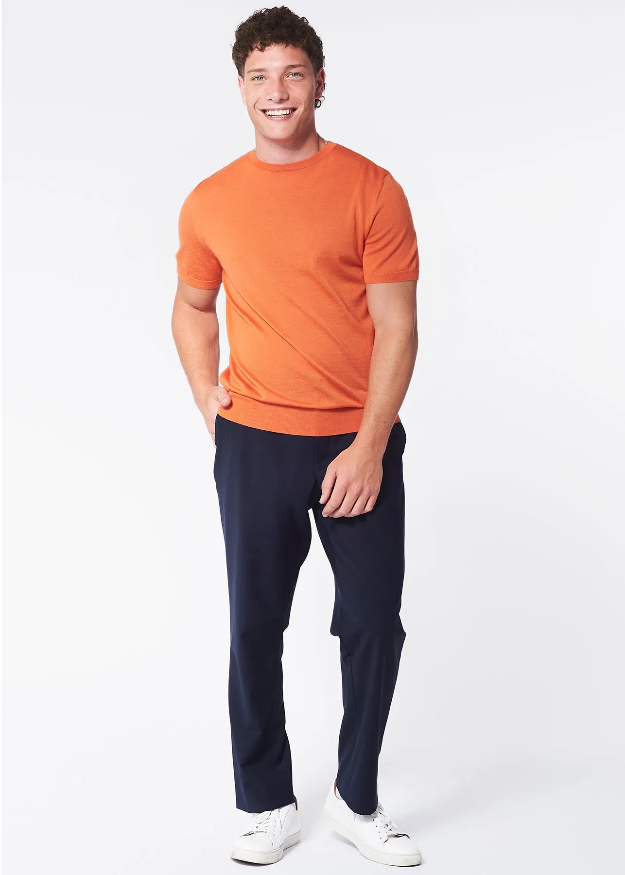 100% Cashmere Crew Neck T-shirt - Orange