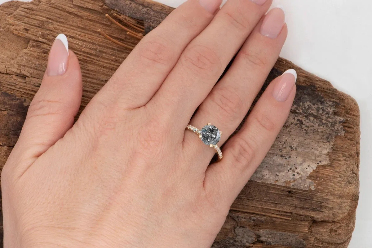 1.12 ct Salt & Pepper diamond solitaire engagement ring - 14k Yellow Gold