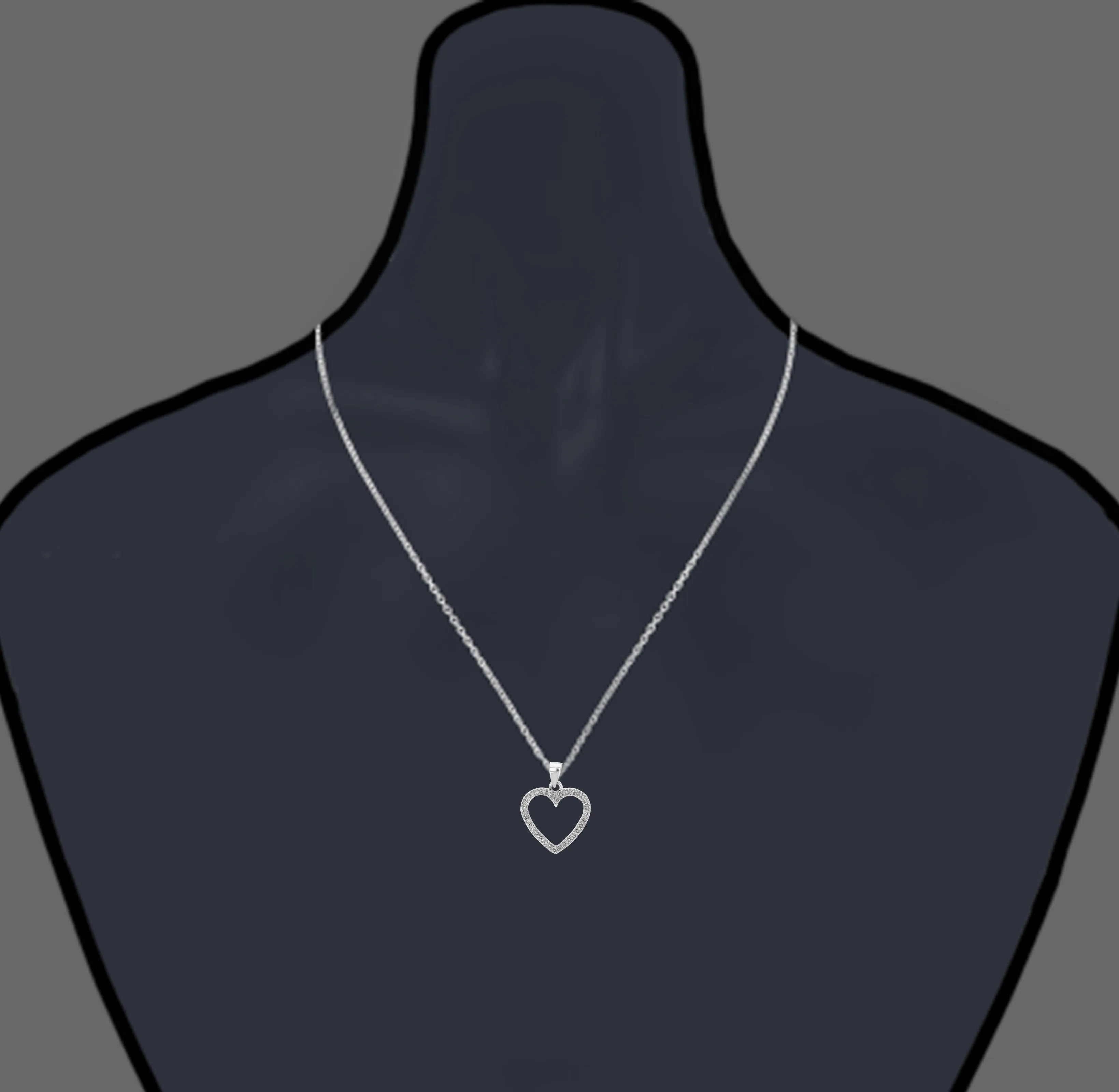 1/6 cttw Diamond Heart Pendant Necklace in 14K White Gold