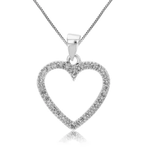1/6 cttw Diamond Heart Pendant Necklace in 14K White Gold