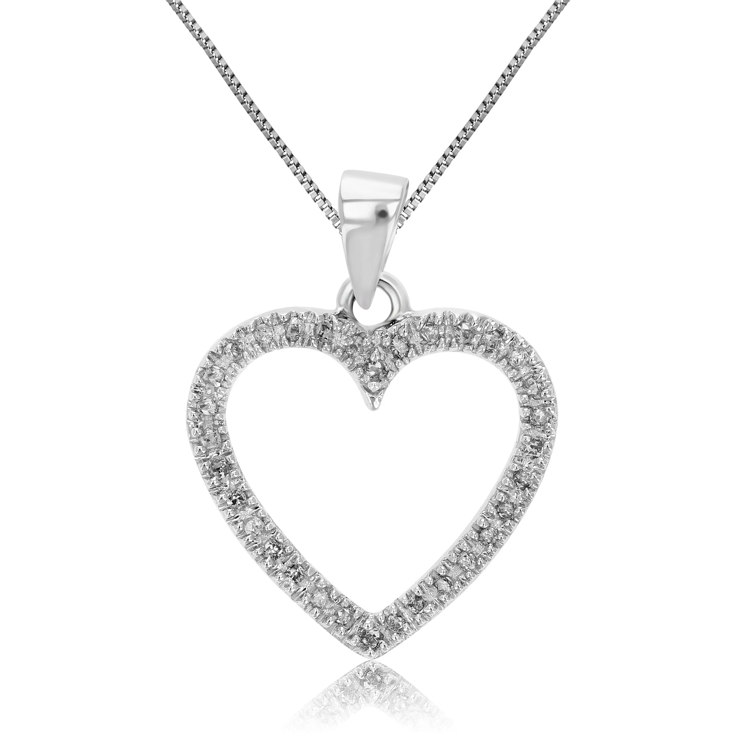 1/6 cttw Diamond Heart Pendant Necklace in 14K White Gold