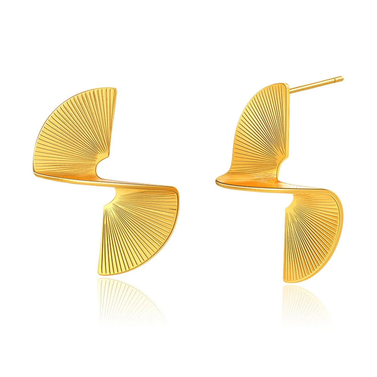 18K Gold-Plated 3D Spinning Stud Earrings