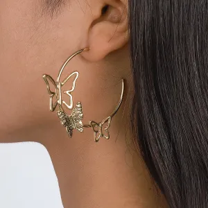 18K Gold-Plated Butterfly Hoop Earrings