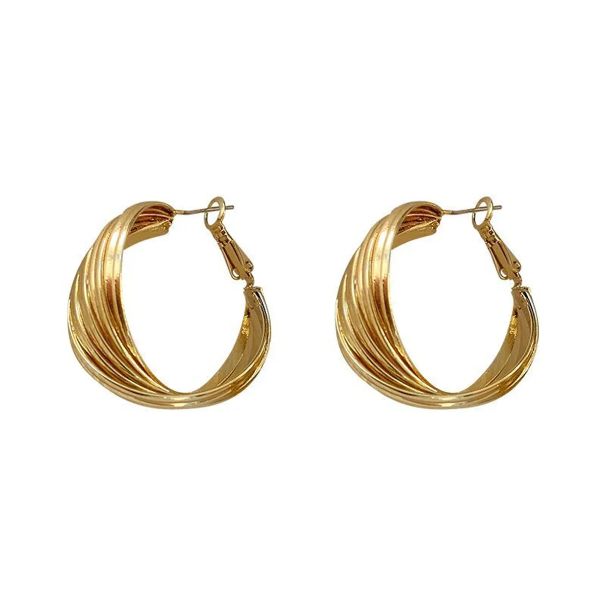 18K Gold-Plated Twisted Circle Hoop Earrings