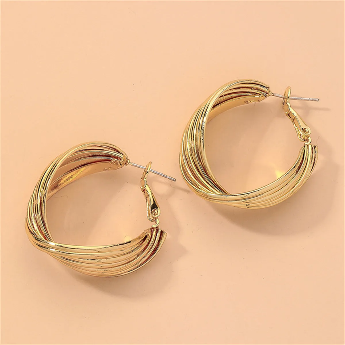 18K Gold-Plated Twisted Circle Hoop Earrings