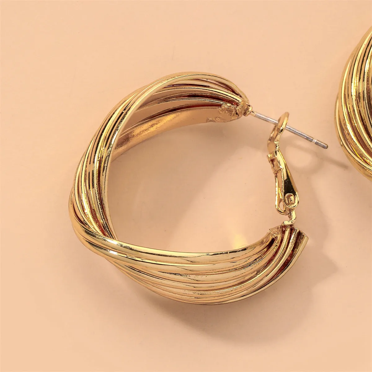 18K Gold-Plated Twisted Circle Hoop Earrings