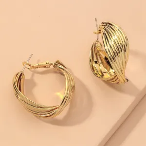 18K Gold-Plated Twisted Circle Hoop Earrings