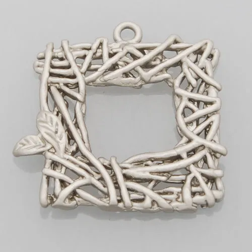 2013-2014 Fashion 20*21MM  lovely modern charms,Square Nest,Matte Rhodium,suit for necklace/bracelet/earring ect,sold 10pcs per pkg