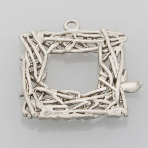 2013-2014 Fashion 20*21MM  lovely modern charms,Square Nest,Matte Rhodium,suit for necklace/bracelet/earring ect,sold 10pcs per pkg