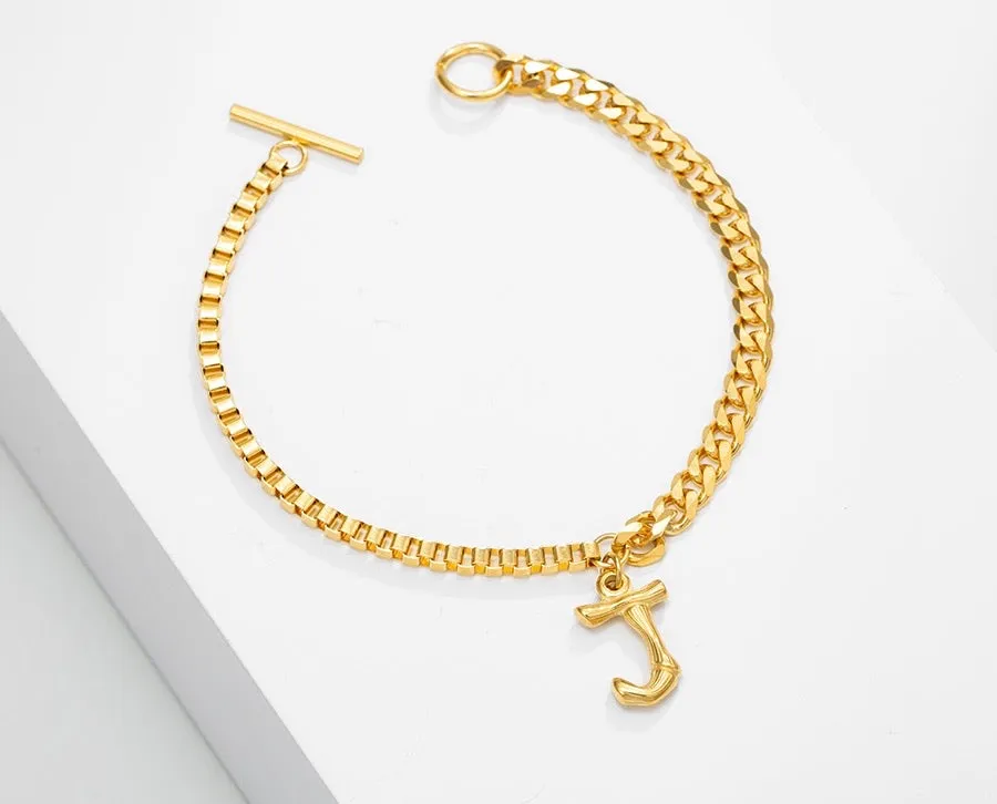 24K Gold Plated Initial J Bracelet