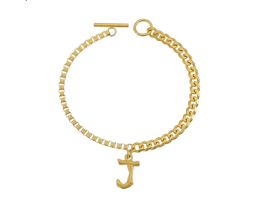 24K Gold Plated Initial J Bracelet
