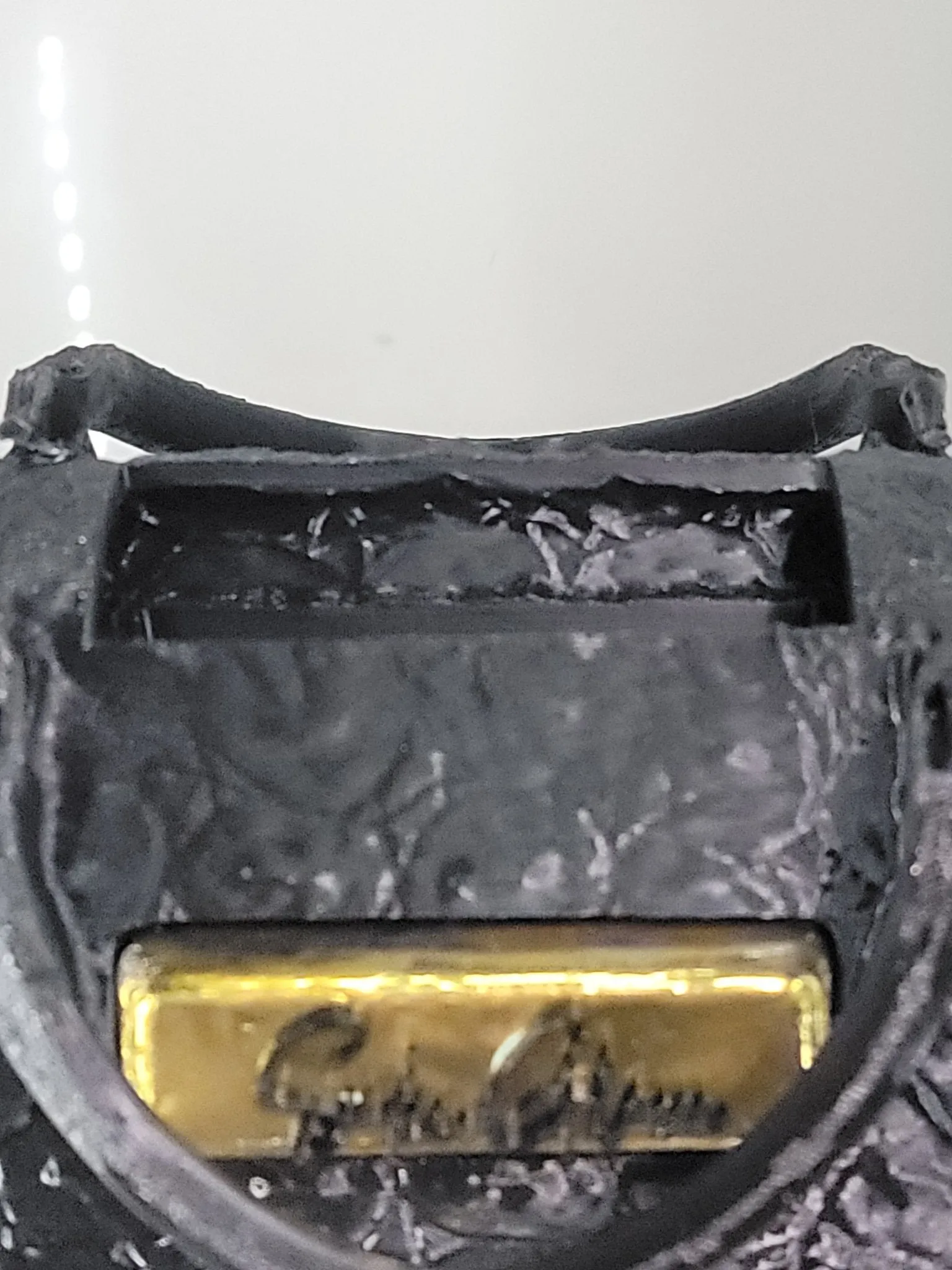 3D Printed Black Crocodile Texture Bag Brush Holder - Glam Vanity Decor