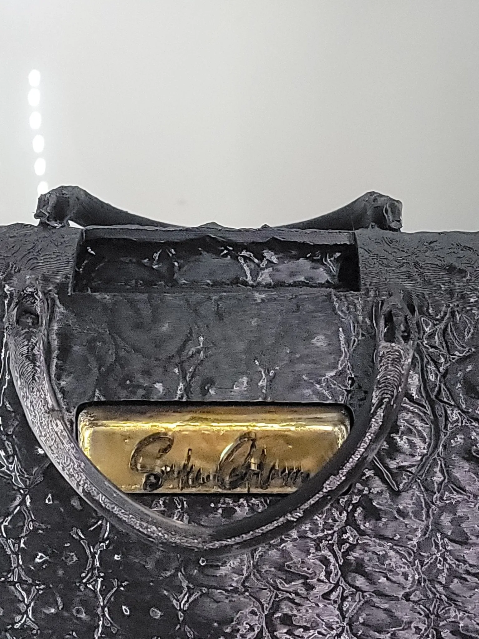 3D Printed Black Crocodile Texture Bag Brush Holder - Glam Vanity Decor
