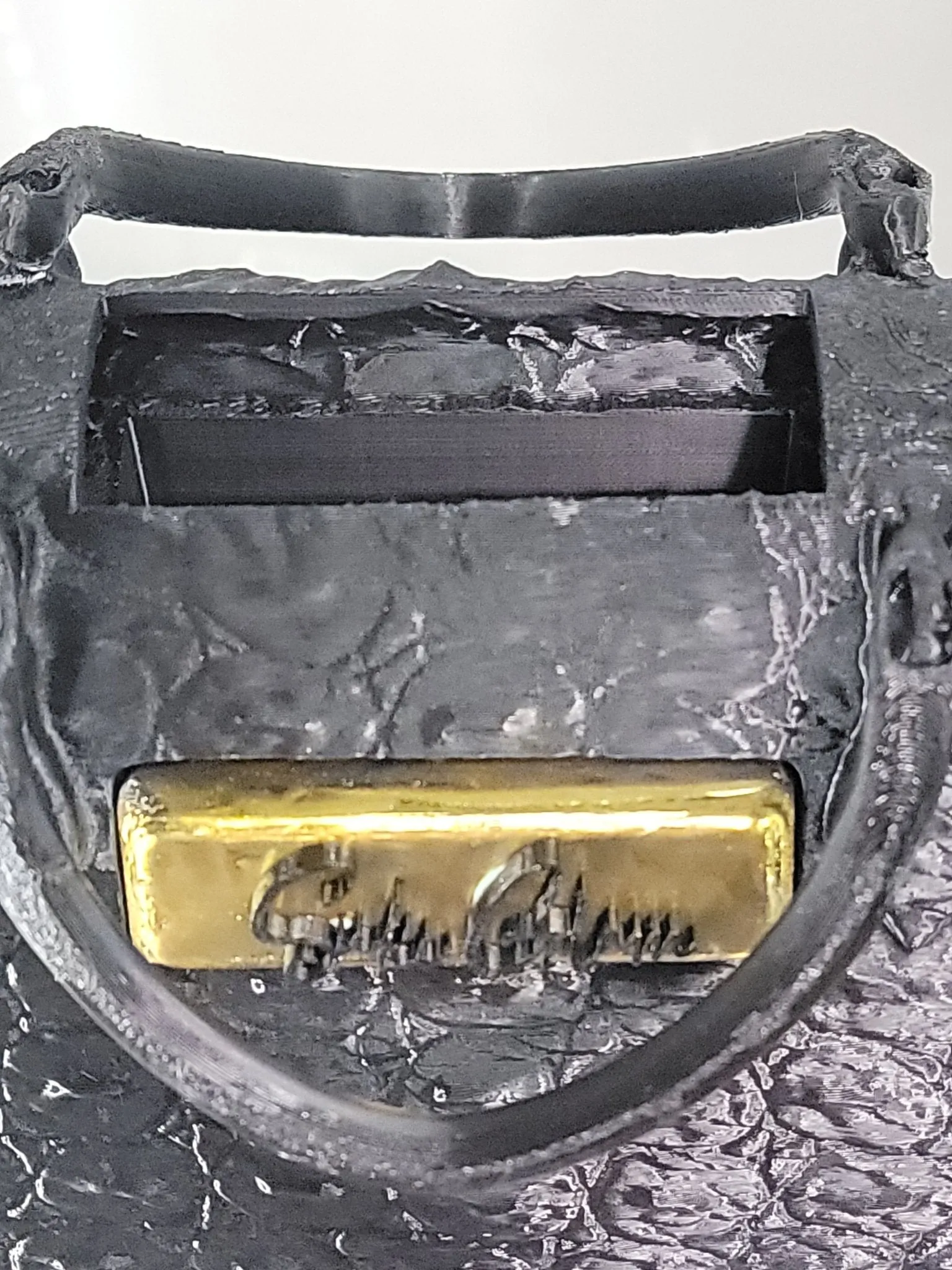 3D Printed Black Crocodile Texture Bag Brush Holder - Glam Vanity Decor