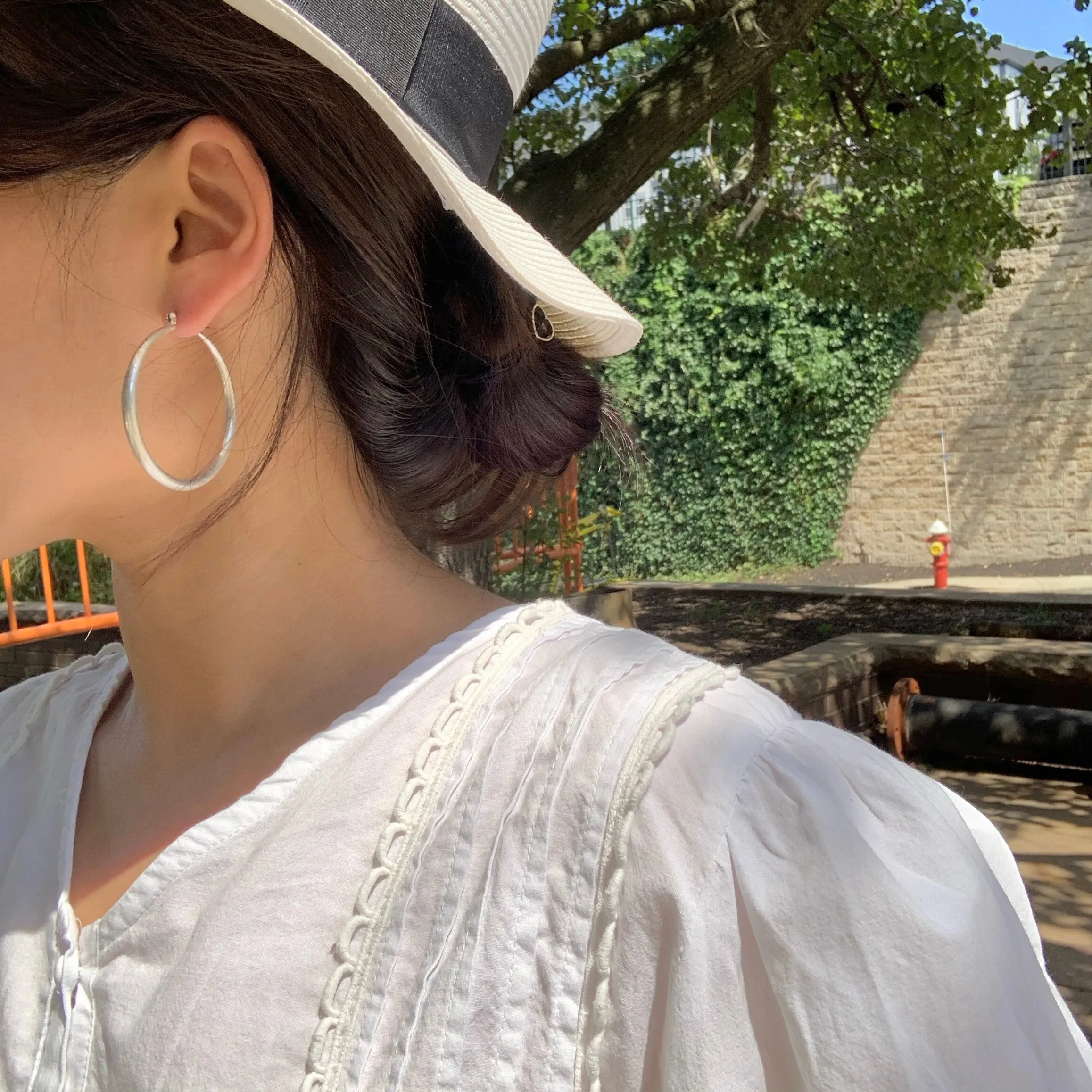 45mm Diameter Minimalist Retro Finish Lightweight Basic Hoop Earrings