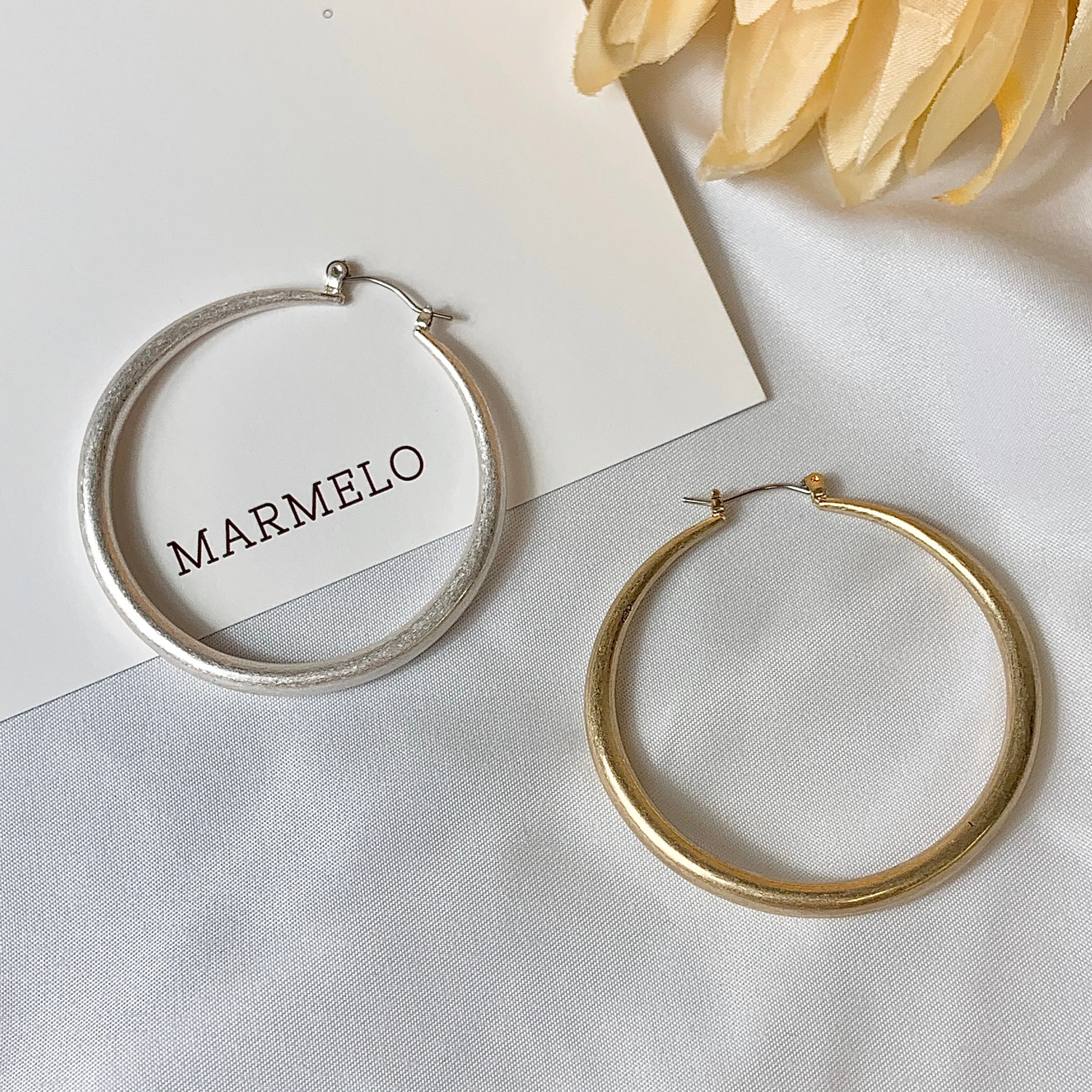 45mm Diameter Minimalist Retro Finish Lightweight Basic Hoop Earrings