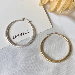 45mm Diameter Minimalist Retro Finish Lightweight Basic Hoop Earrings