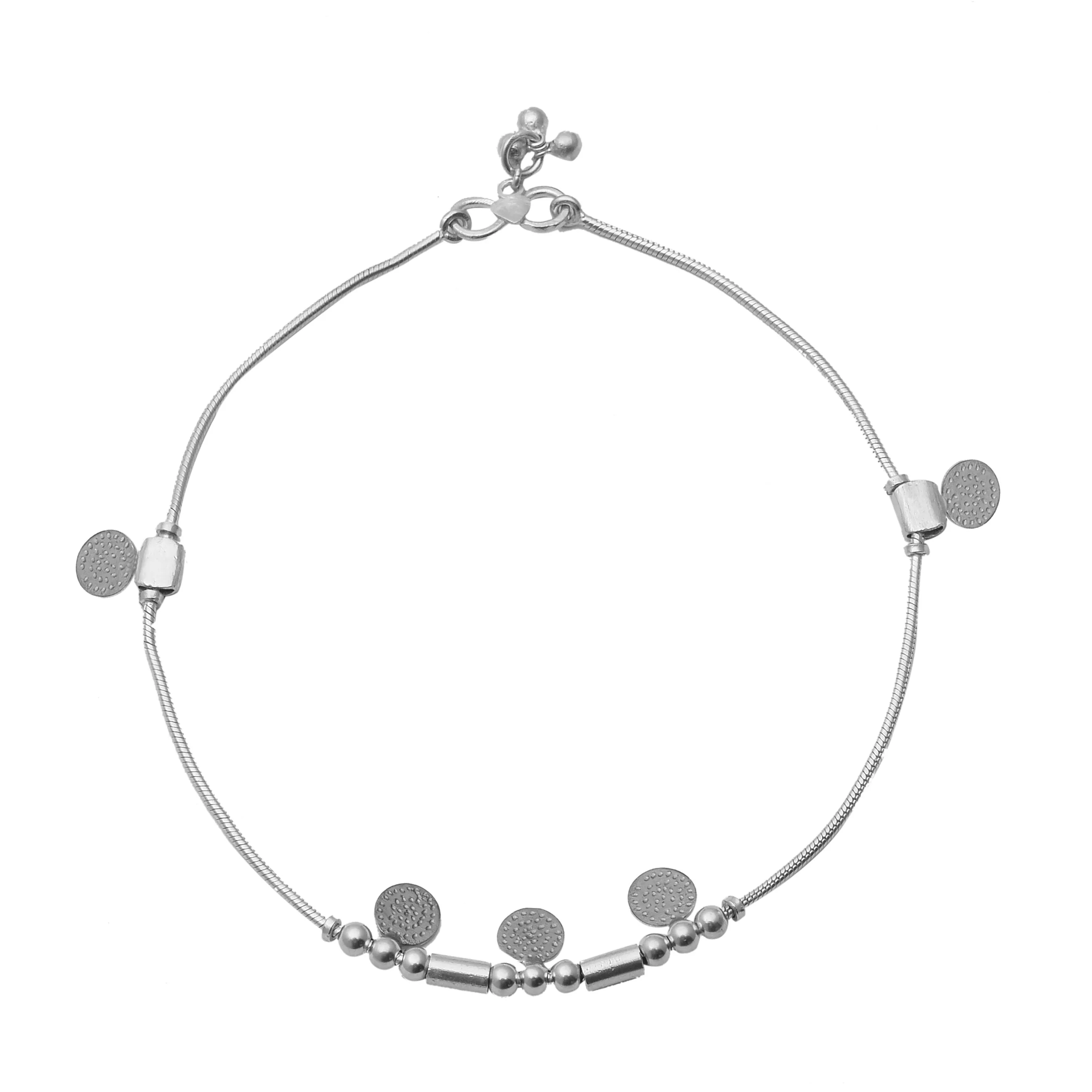 925 Sterling Silver Handmade Chain Anklet For Women Minimalist Dangling Coin Anklet