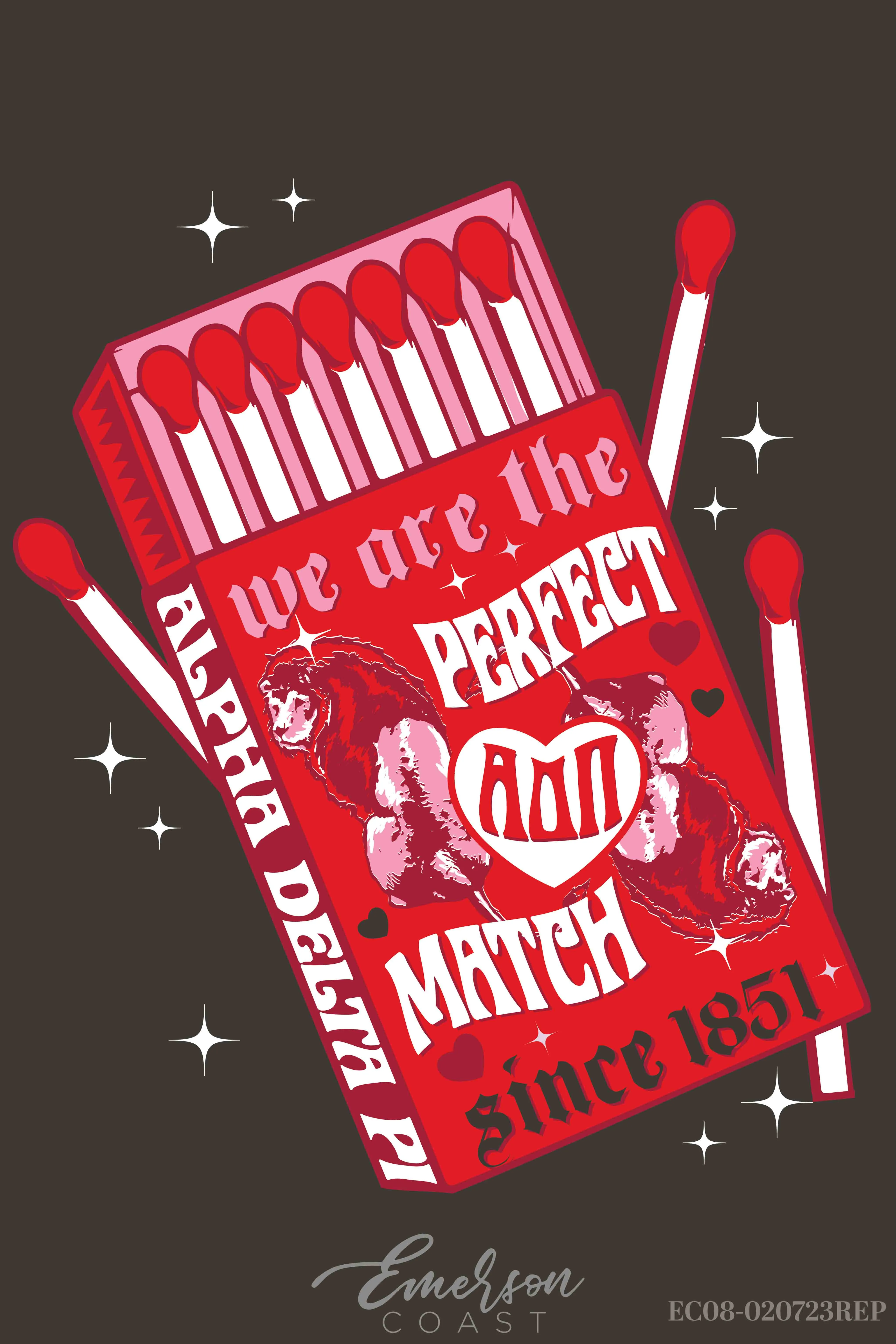 Alpha Delta Pi Perfect Match Valentines Hoodie