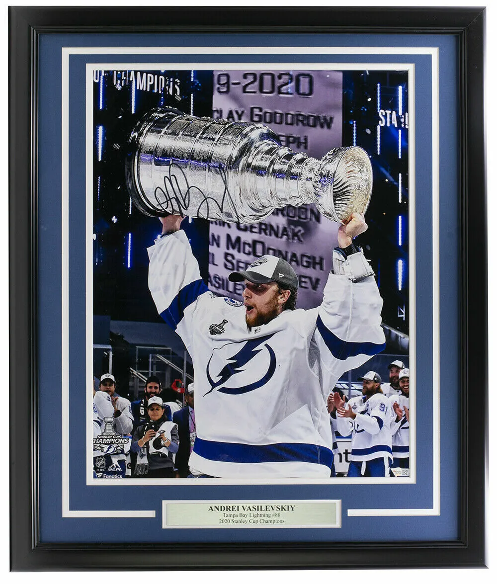 Andrei Vasilevskiy Signed Framed 16x20 Tampa Bay Lightning Trophy Photo Fanatics