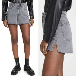 Anthropologie WeWoreWhat The Boyfriend Shorts Rigid‎ Demin Washed Grey Size 25