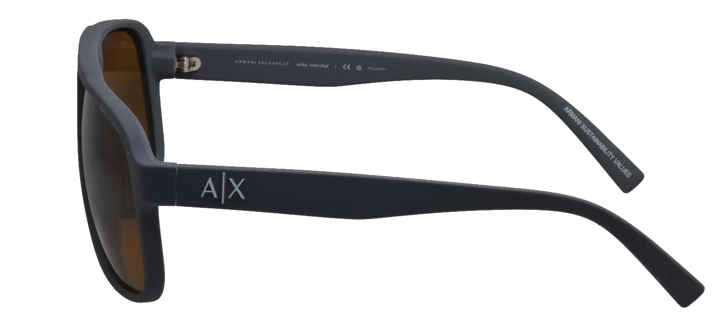 Armani Exchange AX 4104S 824983 Rectangle Plastic Grey Sunglasses with Brown Polarized Lens