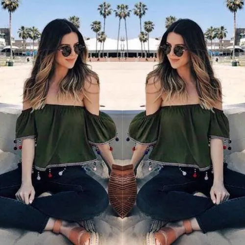 Army Green Off-Shoulder