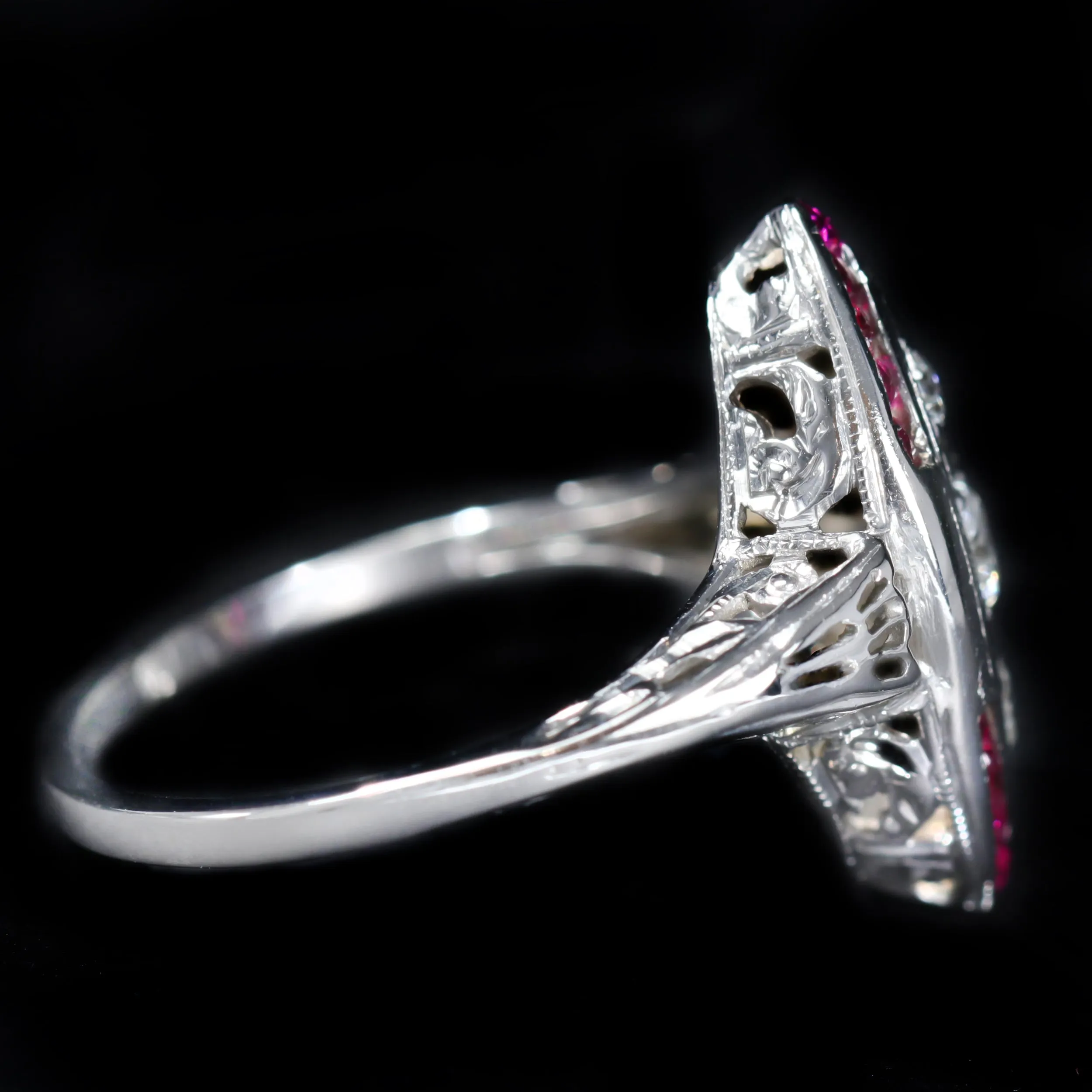 Art Deco 0.30 CTW Old European Cut Diamond and Ruby Ring
