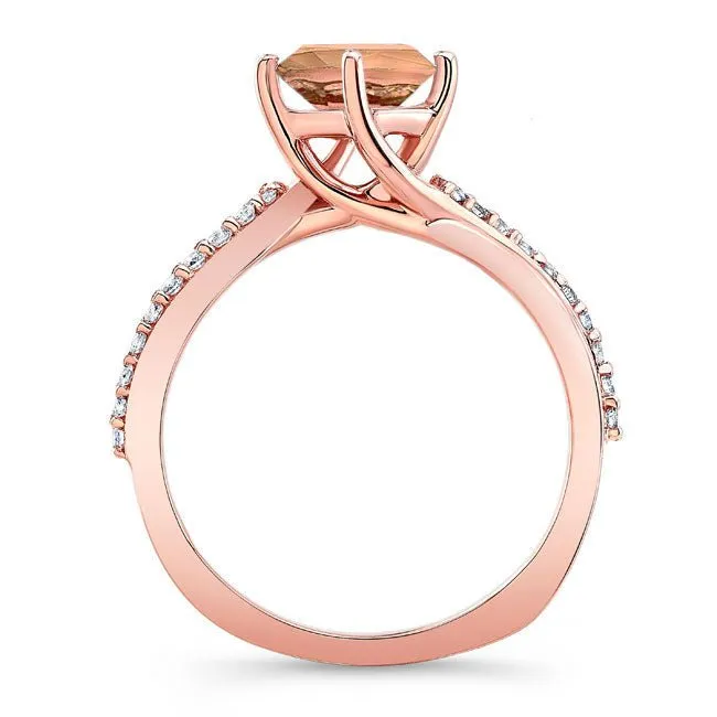 Barkev's Round Cut Morganite Twist Diamond Engagement Ring