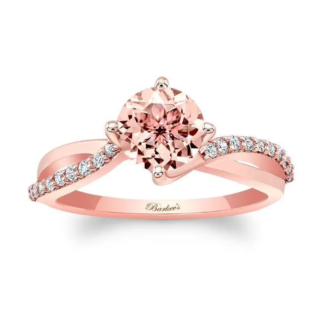Barkev's Round Cut Morganite Twist Diamond Engagement Ring
