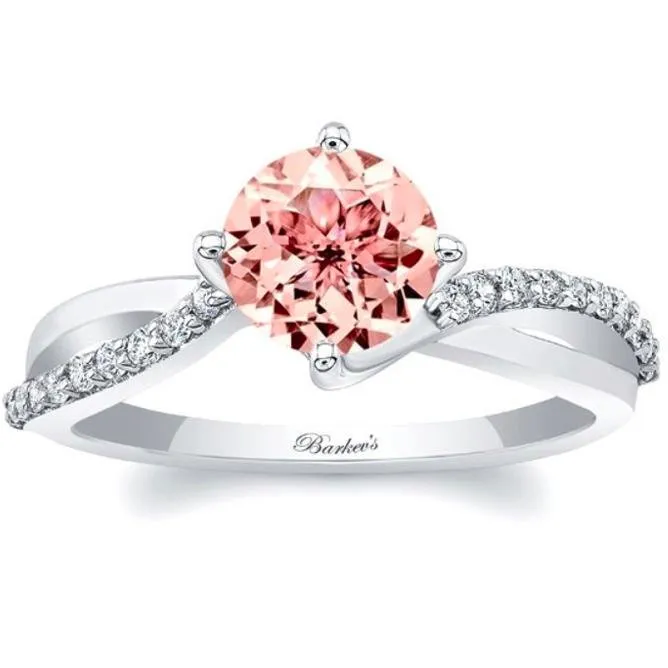 Barkev's Round Cut Morganite Twist Diamond Engagement Ring