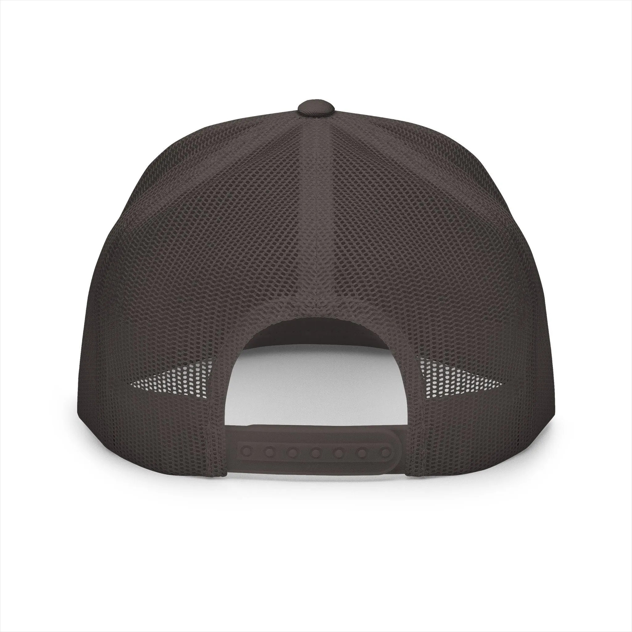 BILLY 5 Panel Flat Bill Trucker Cap (Black Vertical Logo - Embroidery) — AVAILABLE IN 10 COLORS