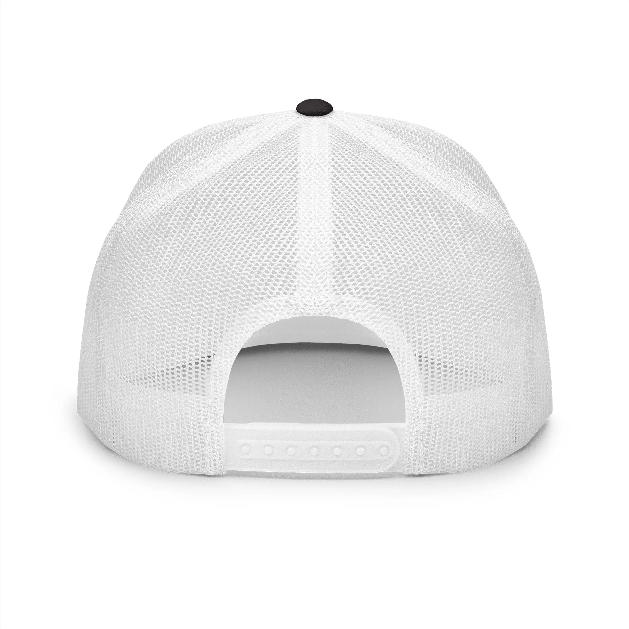 BILLY 5 Panel Flat Bill Trucker Cap (Black Vertical Logo - Embroidery) — AVAILABLE IN 10 COLORS