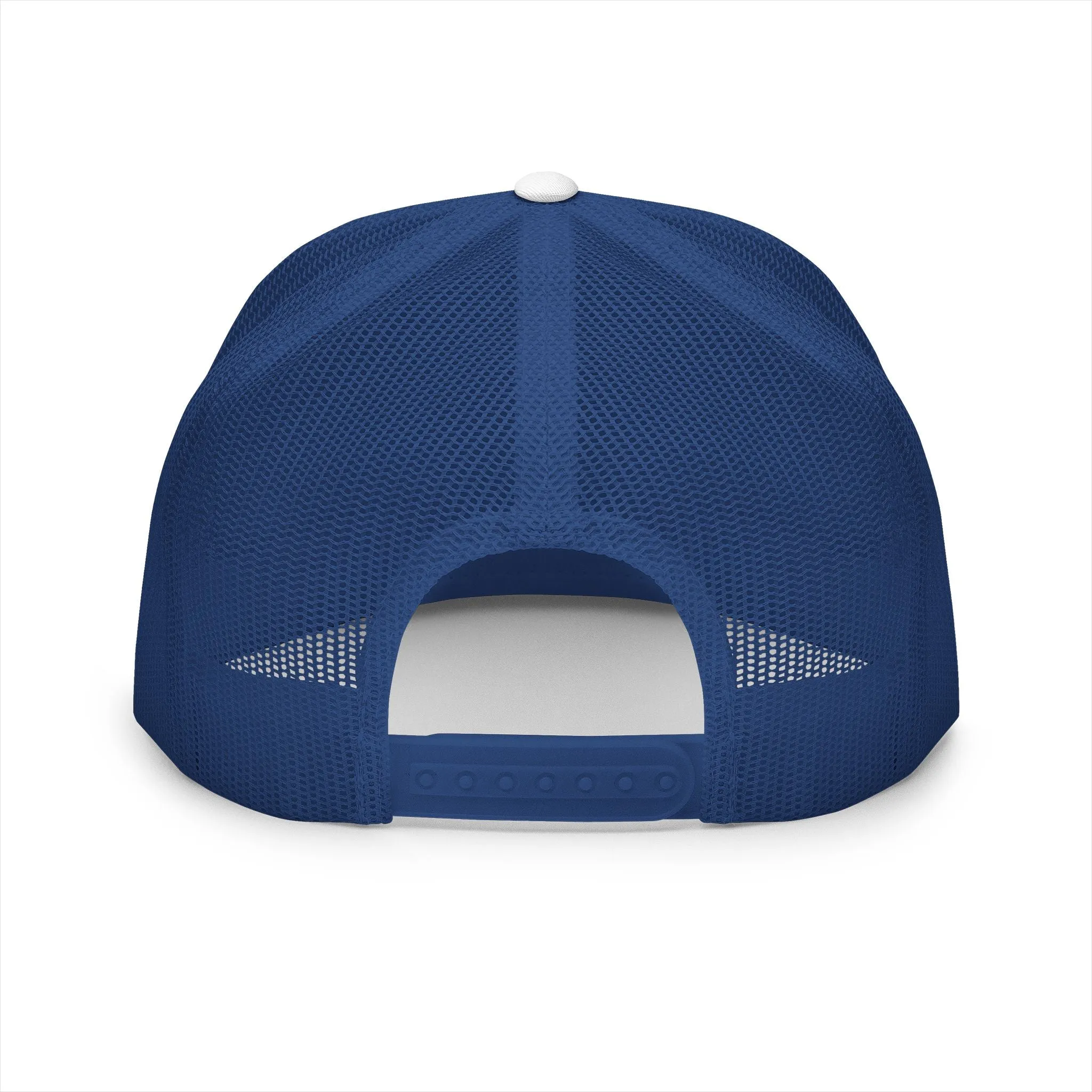 BILLY 5 Panel Flat Bill Trucker Cap (Black Vertical Logo - Embroidery) — AVAILABLE IN 10 COLORS