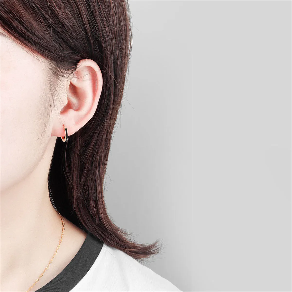 Black Enamel & 18K Gold-Plated Huggie Earrings