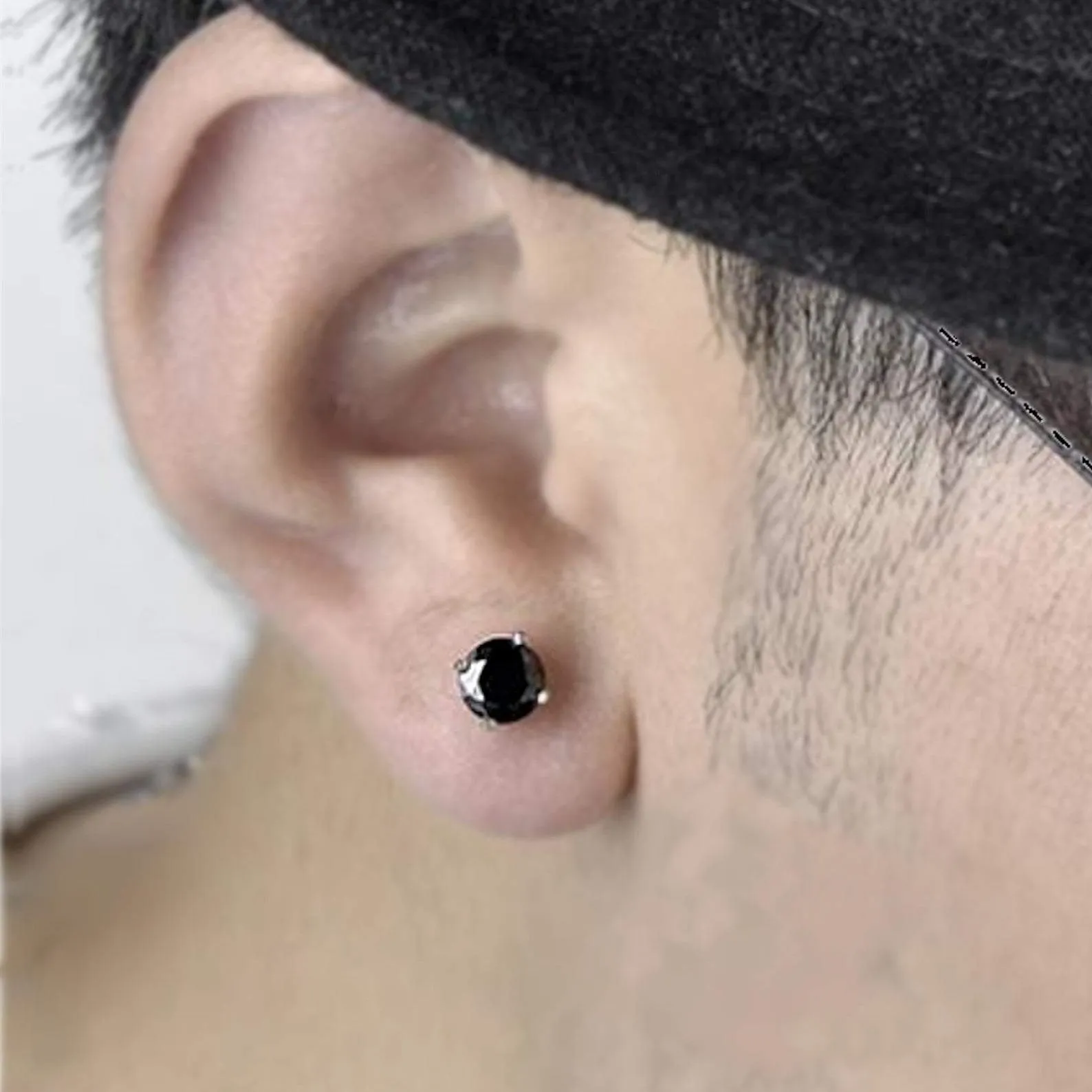 Black Onyx Stud Earrings for Men