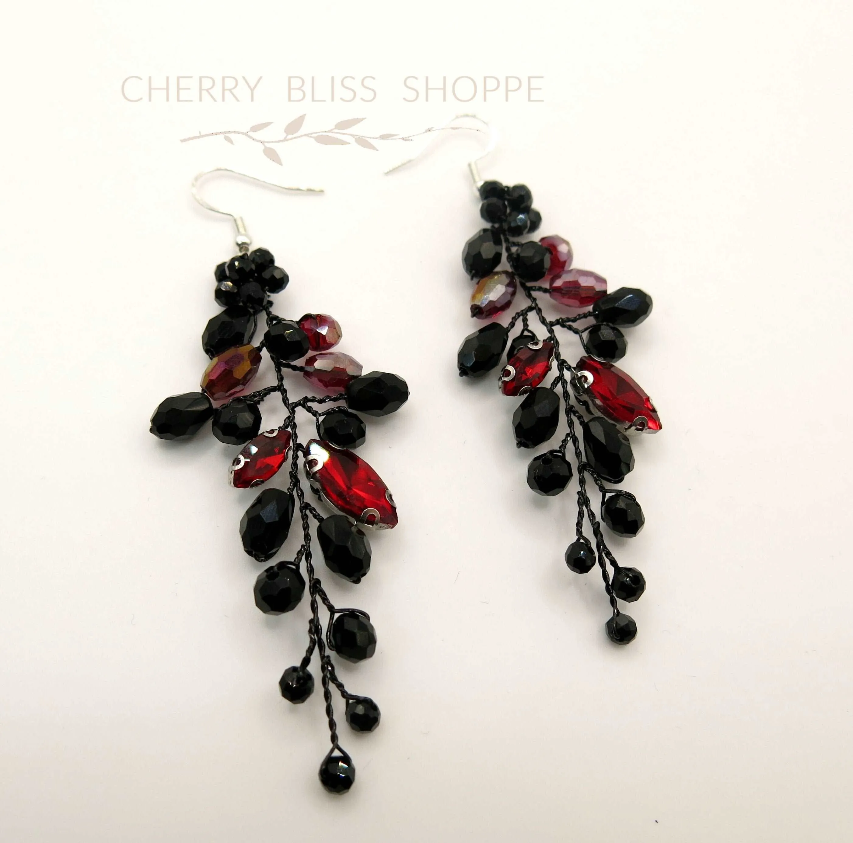 Black Red Decorative Comb and Earrings, Harley Queen Style Hair Pin, Red Halloween Vampire Cosplay Hair Piece