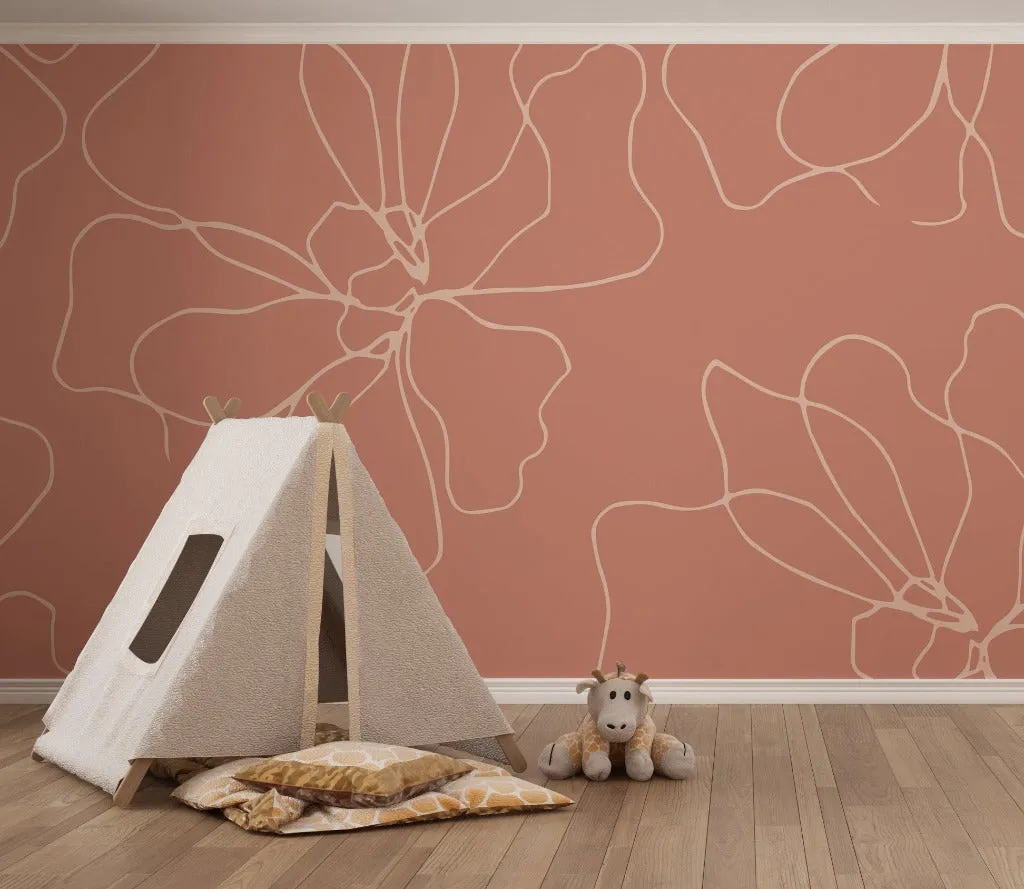Blossom Flower Lines Wallpaper Mural