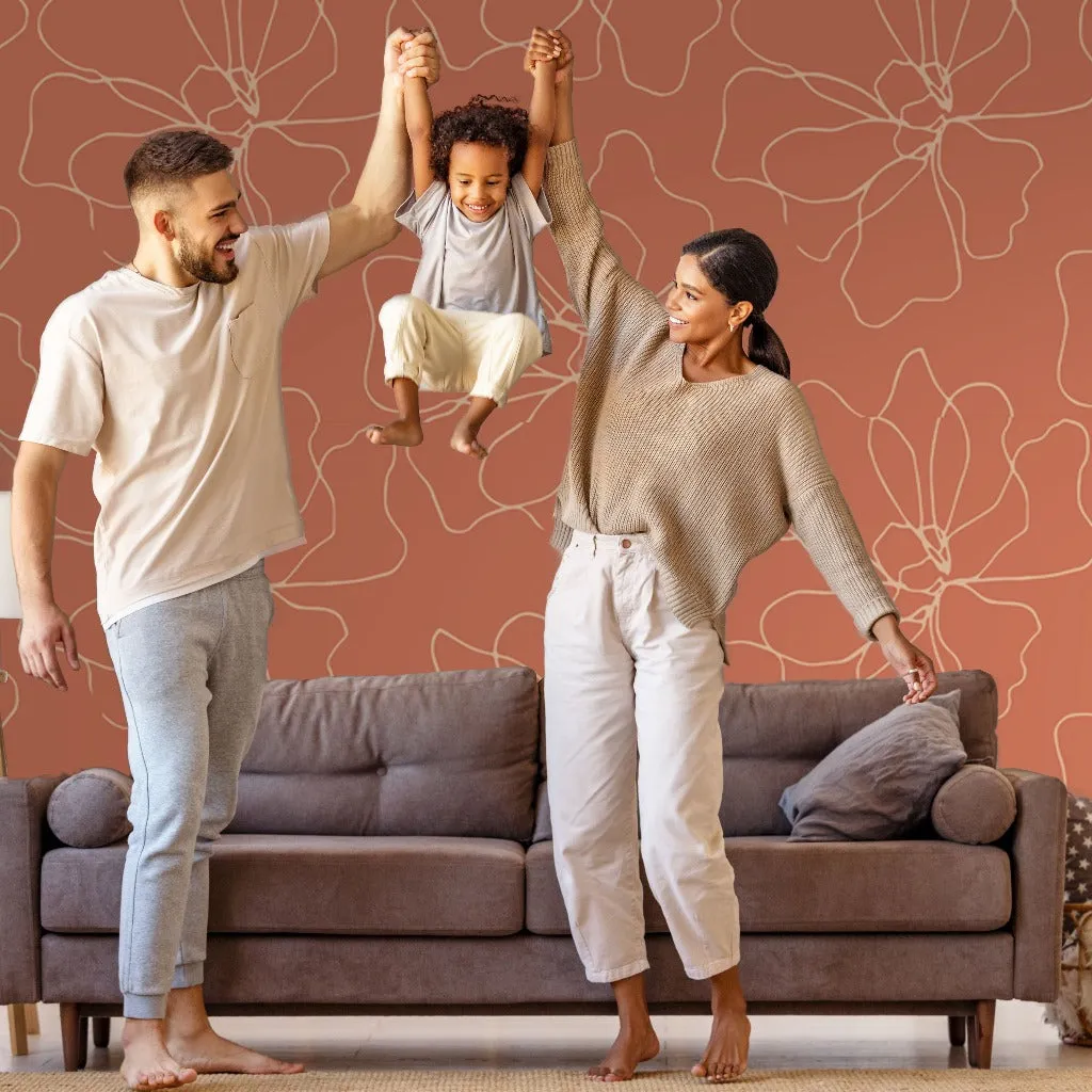 Blossom Flower Lines Wallpaper Mural