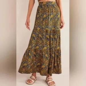 Boden Tiered Maxi Skirt Golden Harvest Paisley Print Sz 12P