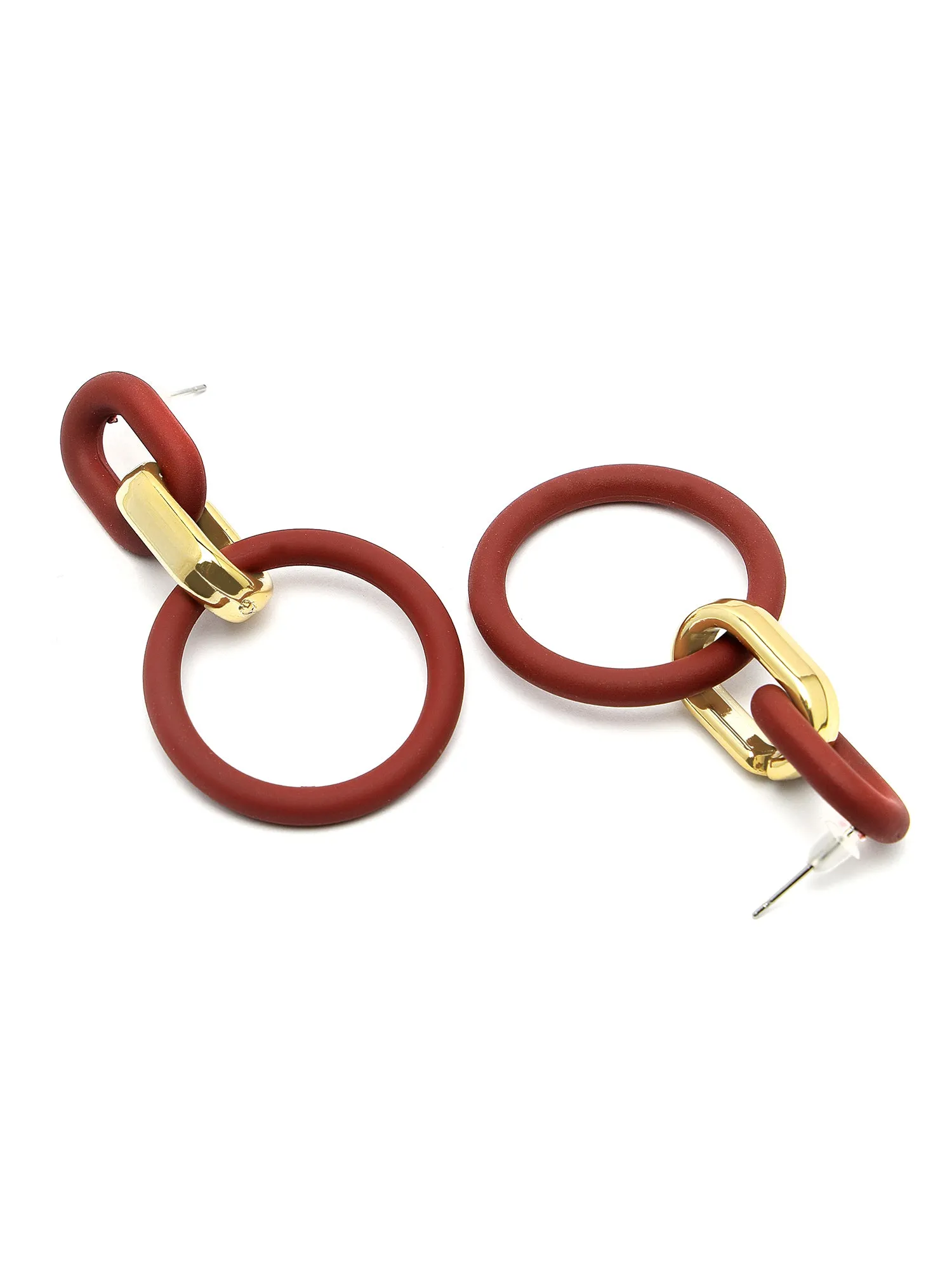 Bohey by KARATCART Maroon Matte Finish Link Dangler Earrings for Women