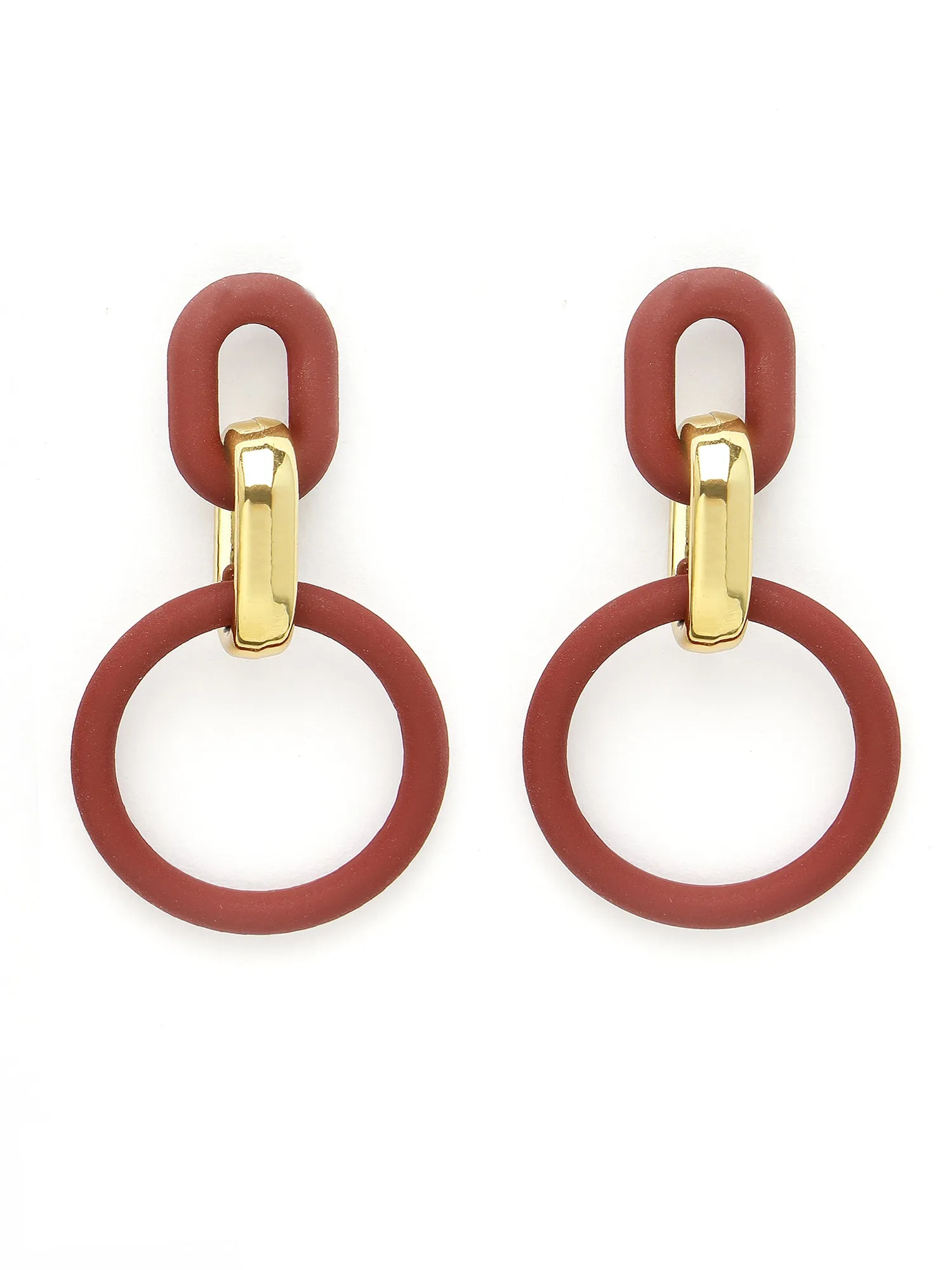 Bohey by KARATCART Maroon Matte Finish Link Dangler Earrings for Women