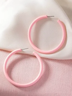 Bohey by KARATCART Matte Baby Pink Finish Half Hoop Earrings for Women