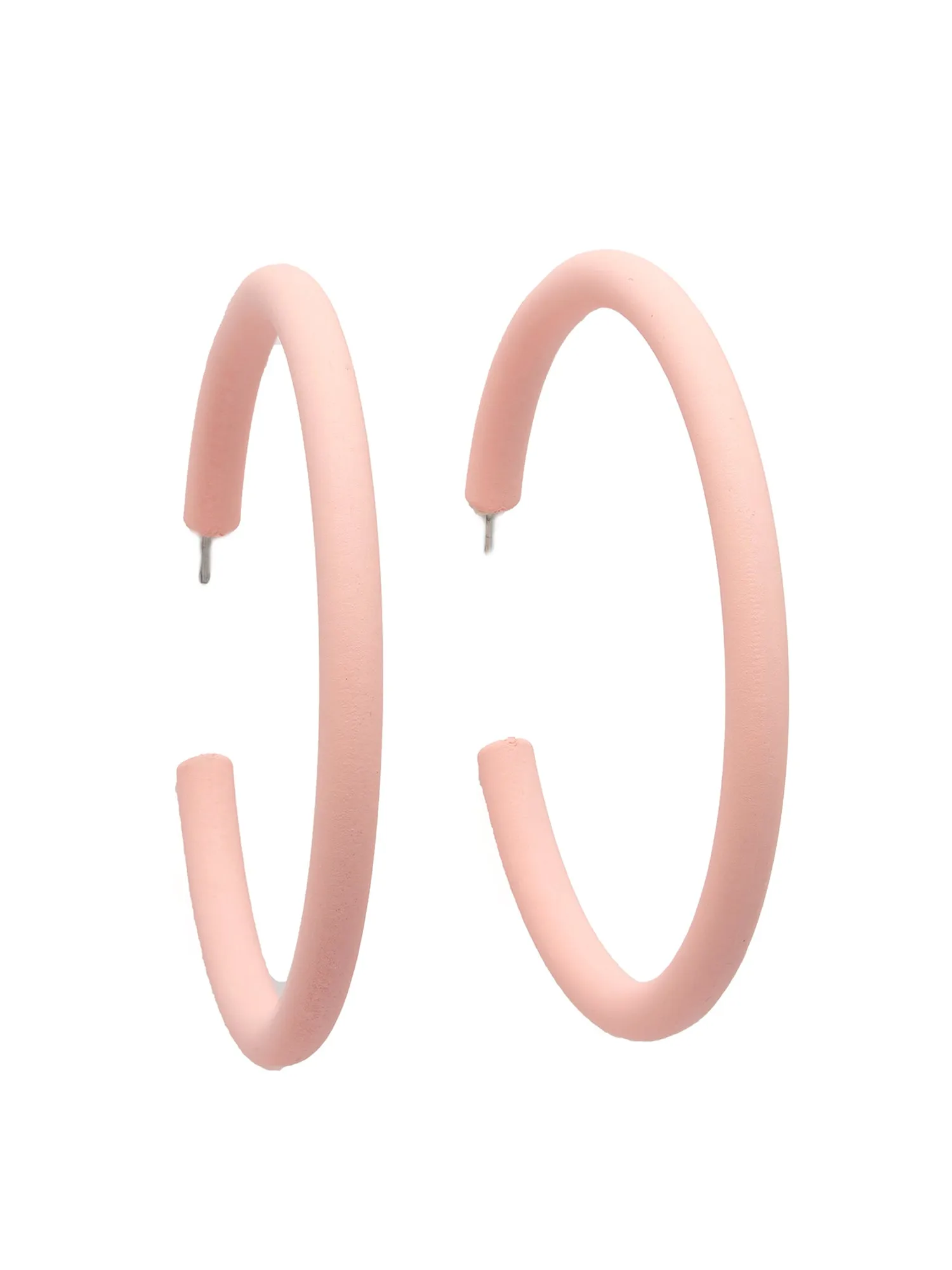 Bohey by KARATCART Matte Baby Pink Finish Half Hoop Earrings for Women