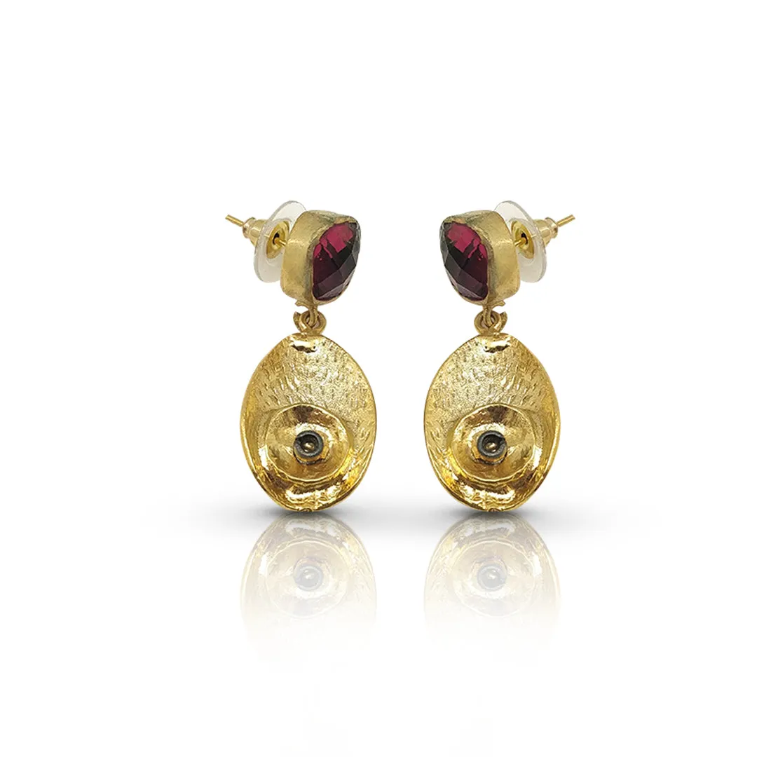 Bold Elegance | Handmade Gold-Plated Red CZ Earrings with White CZ Accents