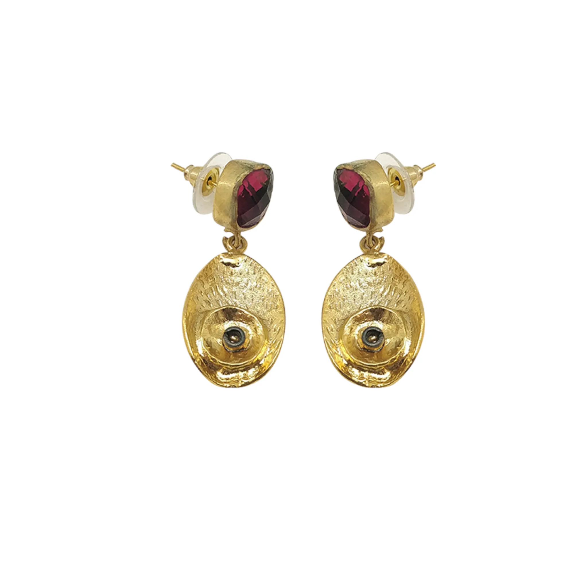 Bold Elegance | Handmade Gold-Plated Red CZ Earrings with White CZ Accents