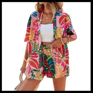 BOUTIQUE 🌴 Elegant Tropical Print Vacation Set – New with Tags! 🌴