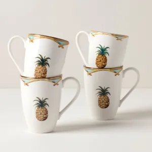British Colonial Bamboo Mugs, Set of 4