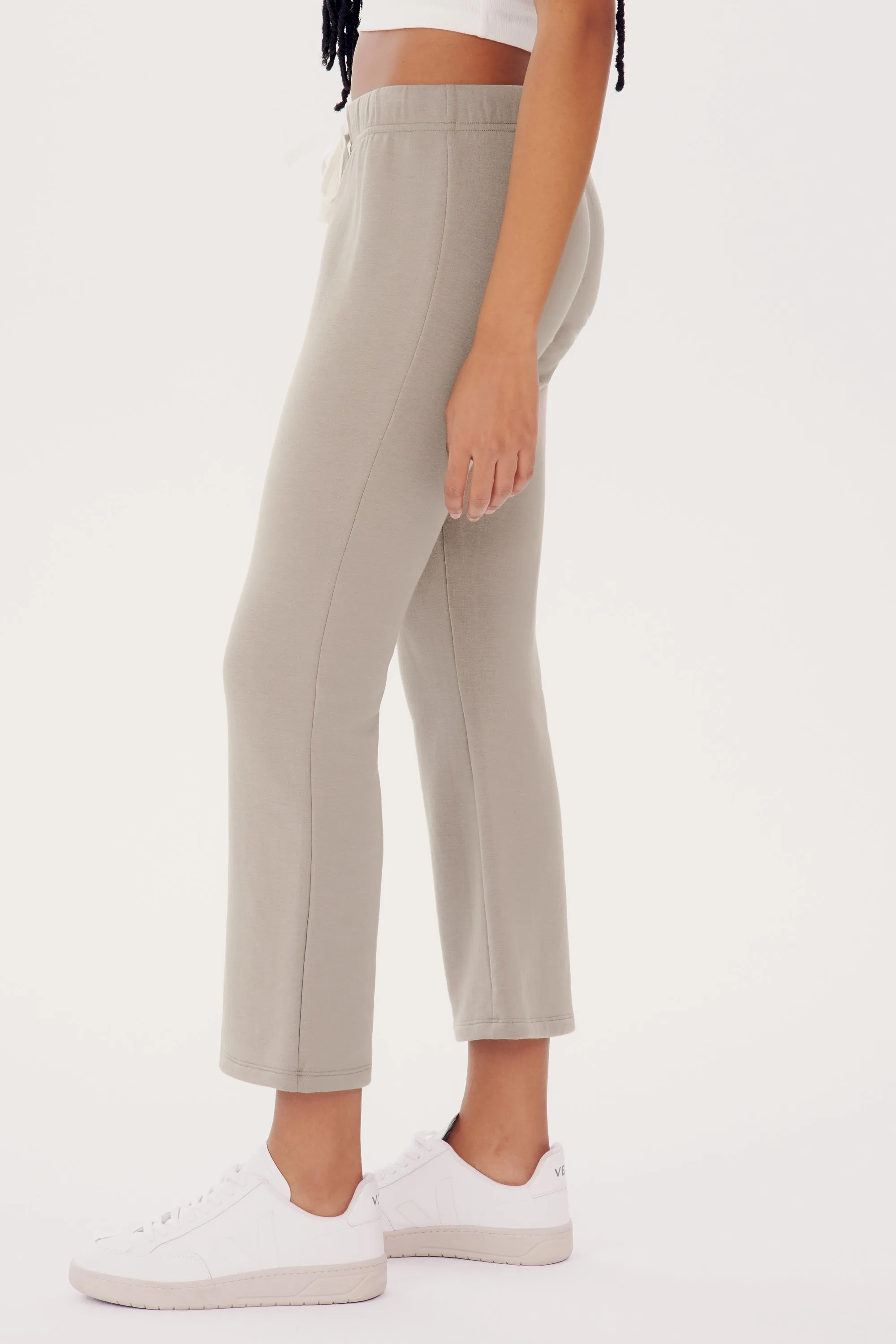 Brooks Fleece Cropped Flare - Latte