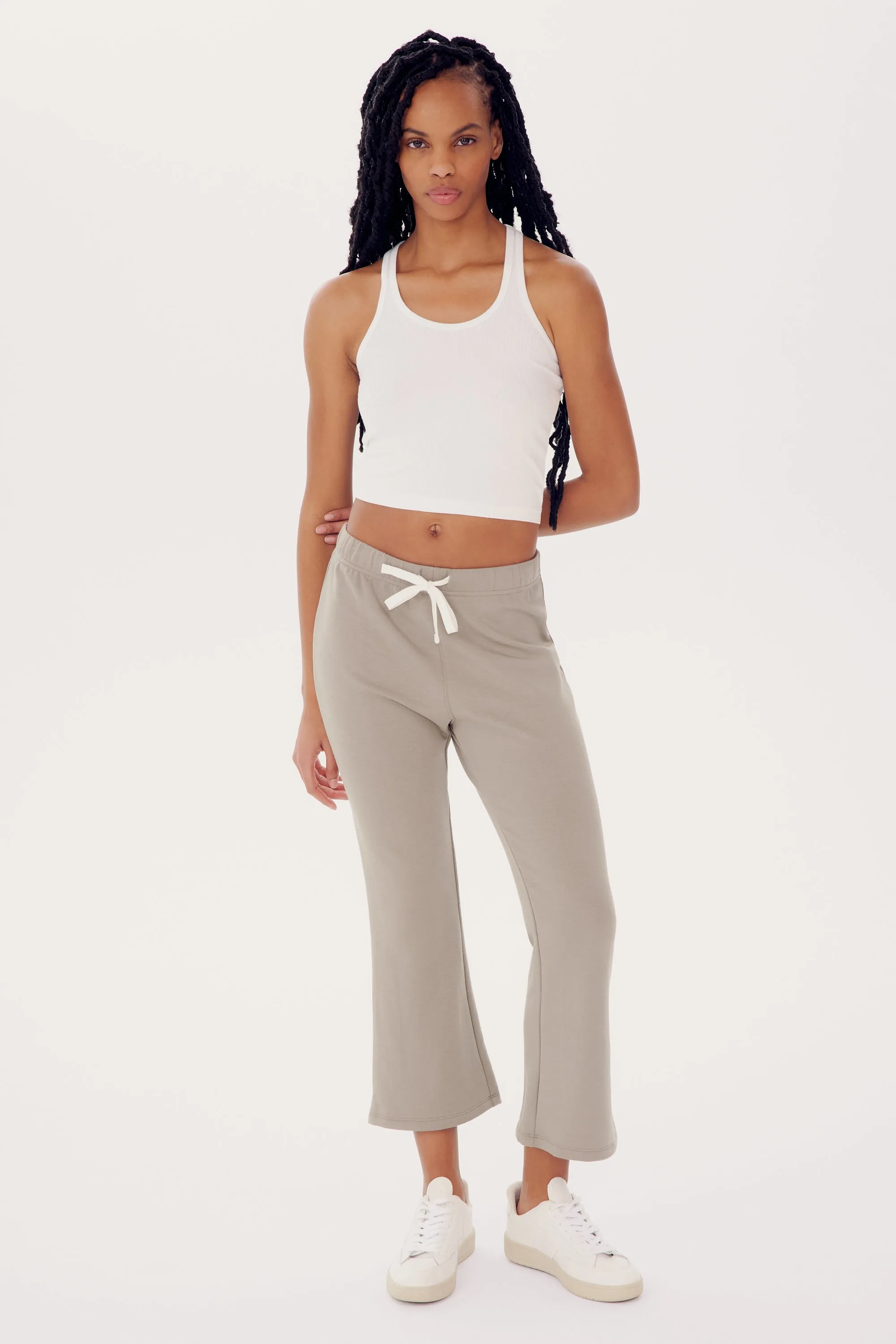 Brooks Fleece Cropped Flare - Latte